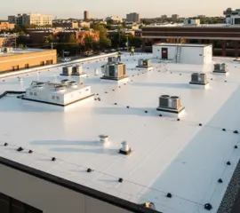 Completed commercial flat roof installation – Dallas Roofings