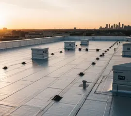 Completed reflective flat roof installation – Dallas Roofings