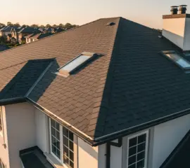 Completed shingle roof with skylights – Dallas Roofings