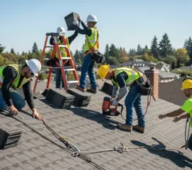 Roofers installing new shingle roof – Dallas Roofings