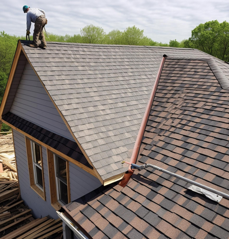 Contractor repairing shingle roof on home – Dallas Roofings